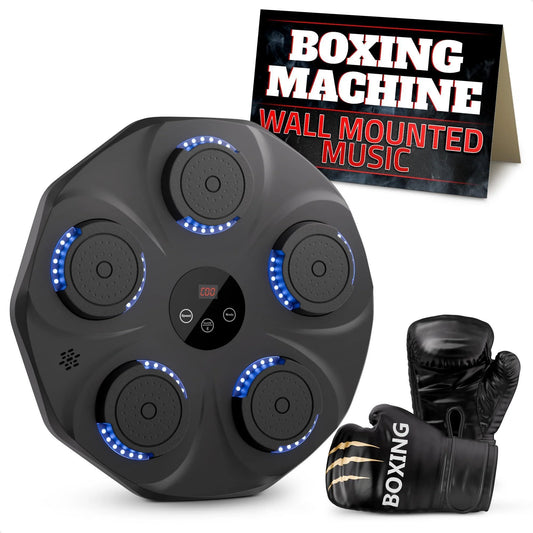 Music Boxing Machine for Adults Durable Wall Mounted Bluetooth Music Punching Machine with 9 Modes Shock Absorbing Pads LED Screen & Included Gloves Boxing Equipment for Training at Home